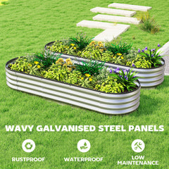2Pcs Galvanized Raised Garden Bed, 4 x 3 x 1 ft Modular Metal Garden Beds with Rubber Strip Edging, Silver