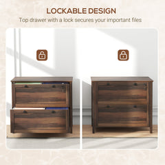 2 Drawer File Cabinet, Lockable Filing Cabinet with Adjustable Hanging Bar for Letter, A4 and Legal Size, Black
