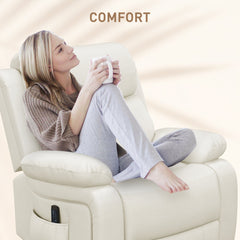 PU Leather Reclining Chair with Vibration Massage Recliner, Swivel Base, Rocking Function, Remote Control, Brown