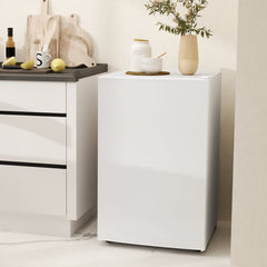 4.5 Cu Ft Mini Fridge with Freezer, Wheels, Single Door Refrigerator, Adjustable Thermostat, Reversible Door, Black