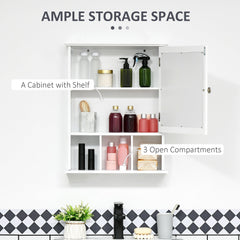 Bathroom Cabinet Wall Mount with Mirror Door 3 Shelf Organizer for Bathroom, Kitchen, Bedroom, Grey
