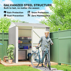 7' x 6' Tall Outdoor Storage Shed, Waterproof Metal Garden Shed with Gloves, Lockable Door, Dark Grey
