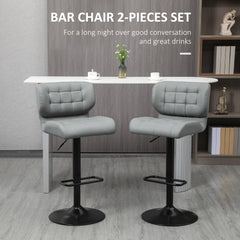 Swivel PU Leather Barstools Set of 2 Adjustable Bar Stools with Footrest Back for Kitchen Counter Dining Room Black