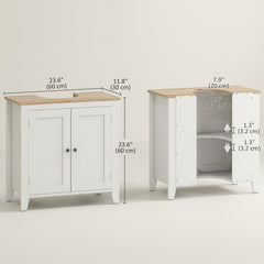Bathroom Sink Vanity Unit, Under Sink Bathroom Cabinet with U-Shape Design and Adjustable Shelf, White