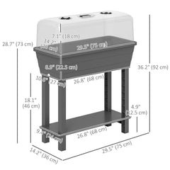 41L Self Watering Raised Garden Bed w/ Ventilation Transparent Lid Greenhouse, Planter Box w/ Storage Shelf, Black