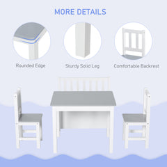 4-Piece Set Kids Wood Table Chair Bench with Storage Function Gift for Toddlers