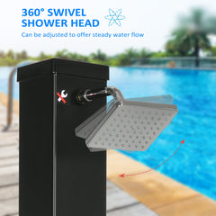 10.6 Gallons Solar Heated Shower with Free-Rotating Shower Head, Temperature Adjustment & Foot Shower
