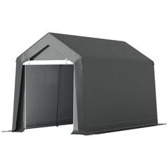 7' x 12' Outdoor Storage Shed Portable Garage with Roll-up Door for Motorcycle, Bike, Garden Tools, Beige