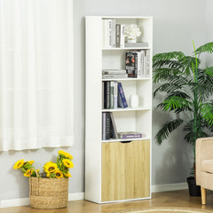 4-Tier Open Bookshelf with Doors Modern Home Office Bookcase Storage Cabinet for Living Room Bathroom Study, Oak