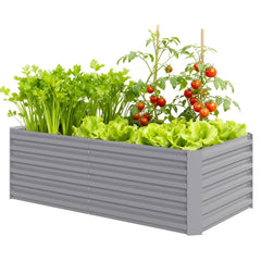 6' x 3' x 2' Raised Garden Bed, Galvanized Planter Box for Growing Flowers, Herbs and Vegetables, Brown