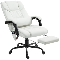 6-Point Vibration Massage Chair, Height Adjustable Reclining Computer Chair with Retractable Footrest, Black