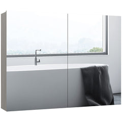 Bathroom Mirror Cabinet, Wall-Mounted Storage Organizer with Double Doors, Adjustable Shelf, White
