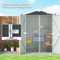 4.4' x 3' Outdoor Storage Shed with Double Doors, Metal Garden Shed for Backyard Patio
