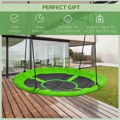 43.25" Saucer Swing, Nest Web Rope Seat with Adjustable Hanging Ropes, for Indoor Outdoor Children 3-12 Years Old, Blue