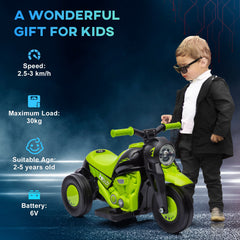Electric Motorcycle for Kids, 6V Ride on Bubble Car with LED Headlight, Music, Pedal, for 2-5 Years Black