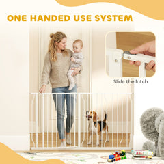 30"- 45" Easy Install Pet Gate w/ Door & Double Locking System, Extra Wide Dog Gate for Stairs, Hallways, White