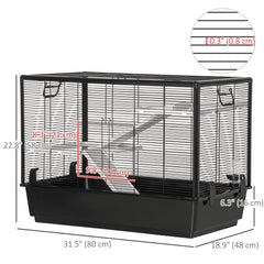 3-tier Hamster Cage, Guinea Pig Cage, Pet Chinchillas Play House Indoor with Accessories Food Dish Water Bottle, Ramps, 31.5"x19"x 23", Black