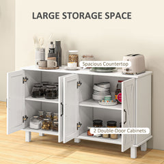 Kitchen Sideboard Cabinet with 4 Barn Doors and 2 Adjustable Shelves, Buffet Table for Living Room, Hallway, Black