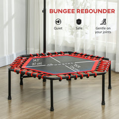 45" Rebounder Trampoline for Adult, Quiet Bungee Rebounder with LED Lights and Adjustable Handle, Red