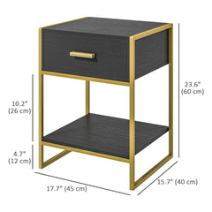 Nightstand Set of 2, Modern Bedside Table with Drawer and Shelf, Bedside Cabinets for Bedroom, White