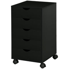 File Cabinet with 5 Drawer Wheels, 15.7" x 15.7" x 26.4", Black