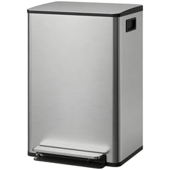 Trash Can with Soft-Close Lid, Garbage Can with Removable Inner Bucket for Kitchen 13.2 gal/50 L, Silver