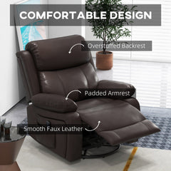 PU Leather Reclining Chair with Vibration Massage Recliner, Swivel Base, Rocking Function, Remote Control, Brown