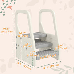 Adjustable Height Toddler Step Stool with Handle & Foot Pads, Grey