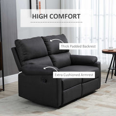2 Seater Reclining Chair, Loveseat Recliner Sofa with Footrest and Split Backrest, Dark Grey