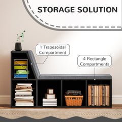 Multi-Purpose Bookshelf with 5 Cubes, 5-Cubby Bookcase with Cushioned Reading Nook and Storage Shelves, Blue