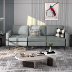 3 Seat Modular Sofa, 94.5 in Wide with an 85 in Seat, 1980 lb Capacity and Arm Magazine Pocket, Grey