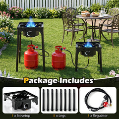 1 Burner Propane Stove 80000 BTU with Adjustable Regulator and Hose for Camping BBQ-Black