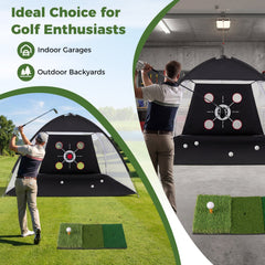 10.3 x 6.5 Feet Golf Practice Net with Foldable Tri-Turf Mat