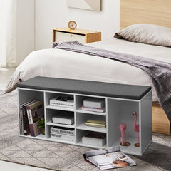 10-Cube Organizer, Entryway Padded Shoe Storage Bench-White