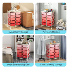 10-Drawer Rolling Storage Cart-Gradient Pink