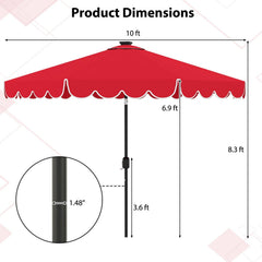 10 Feet Solar Patio Umbrella with 24 LED Lights-Red