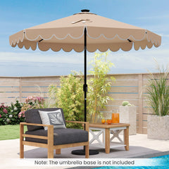 10 Feet Solar Patio Umbrella with 24 LED Lights-Beige