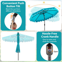 10 Feet Solar Patio Umbrella with 24 LED Lights-Turquoise