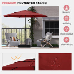 10 ft 3-tier Vented Patio Umbrella with Push Button Tilt-Red