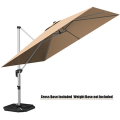 10 ft 360 Degree Tilt Aluminum Square Patio Offset Cantilever Umbrella without Weight Base-Beige