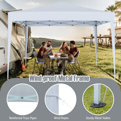 10 FT x 10 FT Pop-Up Canopy Tent Easy Setup Instant Folding Shelter with Mesh Netting-White
