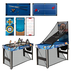 10-in-1 Combo Game Table Set with Table Tennis, Basketball, Soccer-Blue