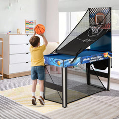 10-in-1 Combo Game Table Set with Table Tennis, Basketball, Soccer-Blue
