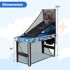 10-in-1 Combo Game Table Set with Table Tennis, Basketball, Soccer-Blue