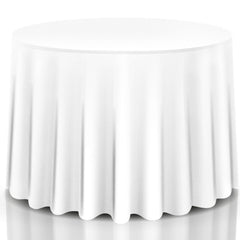 10 Pieces 90 Inch Home Restaurant Polyester Round Tablecloth-White