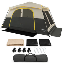 10 Person Instant Cabin Camping Tent with Rainfly 13 ft x 9 ft Portable Large Family Tent-Beige