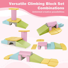 10-Piece Foam Climbing Toys for Toddlers Soft Foam PU Leather Building Blocks-Yellow
