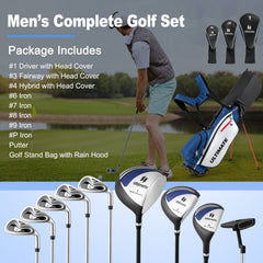 Men’s Profile Complete Golf Club Package Set Includes 10 Pieces-Blue