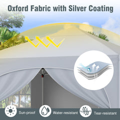 10 X 10 FT Pop up Canopy Tent with 4 Removable Sidewall-White