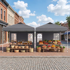 10 x 10 FT Pop Up Canopy Tent with 4 Sidewalls and Adjustable Height Waterproof-Gray